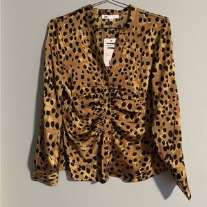 NWT DR2 Size S women’s leopard print button up blouse